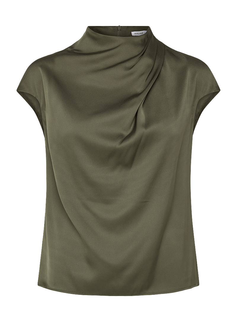Ahlvar Gallery - Lima silk top - kortærmede bluser - olive green - 1