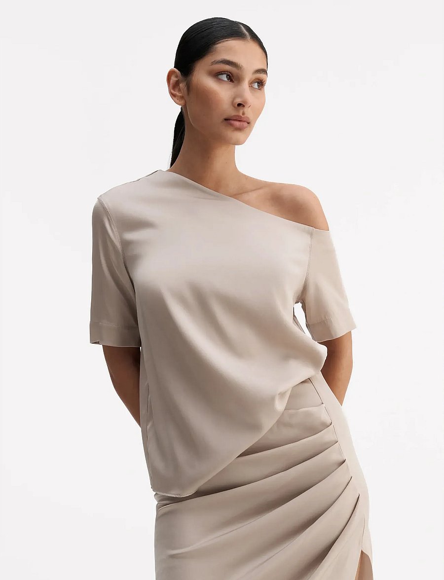 Ahlvar Gallery - Chima blouse - kortärmade blusar - greige - 0