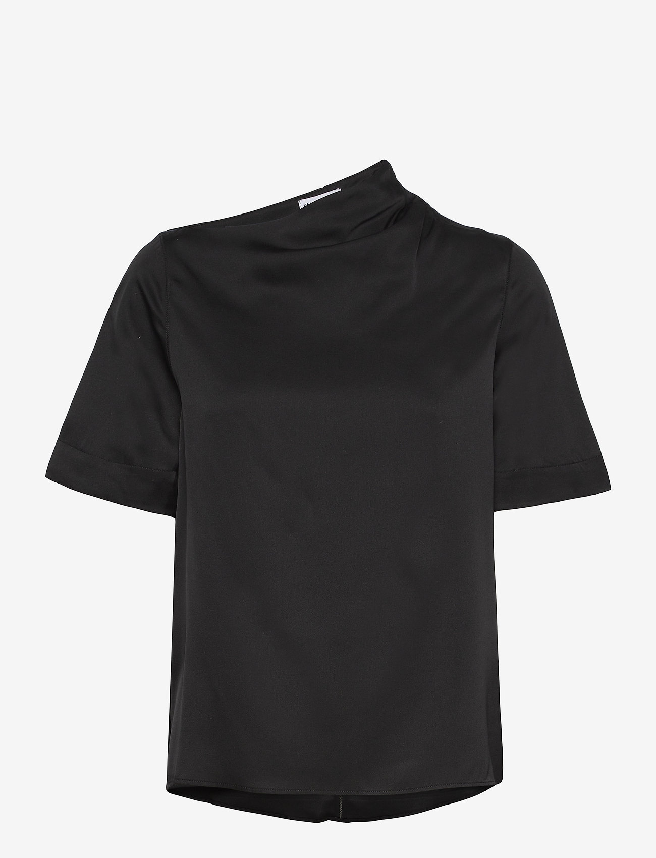 Ahlvar Gallery - Lima silk tee - kurzämlige blusen - black - 0