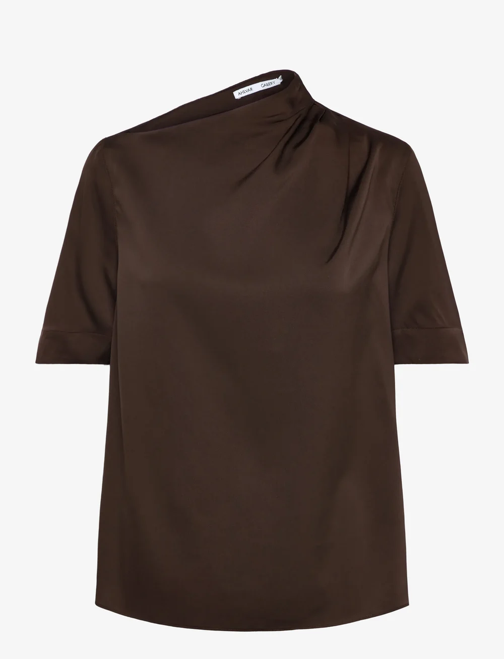 Ahlvar Gallery - Lima silk tee - kortærmede bluser - dark brown - 1