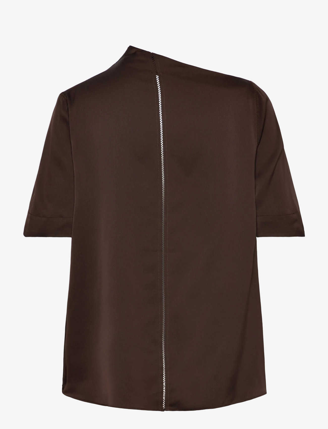 Ahlvar Gallery - Lima silk tee - lühikeste varrukatega pluusid - dark brown - 1
