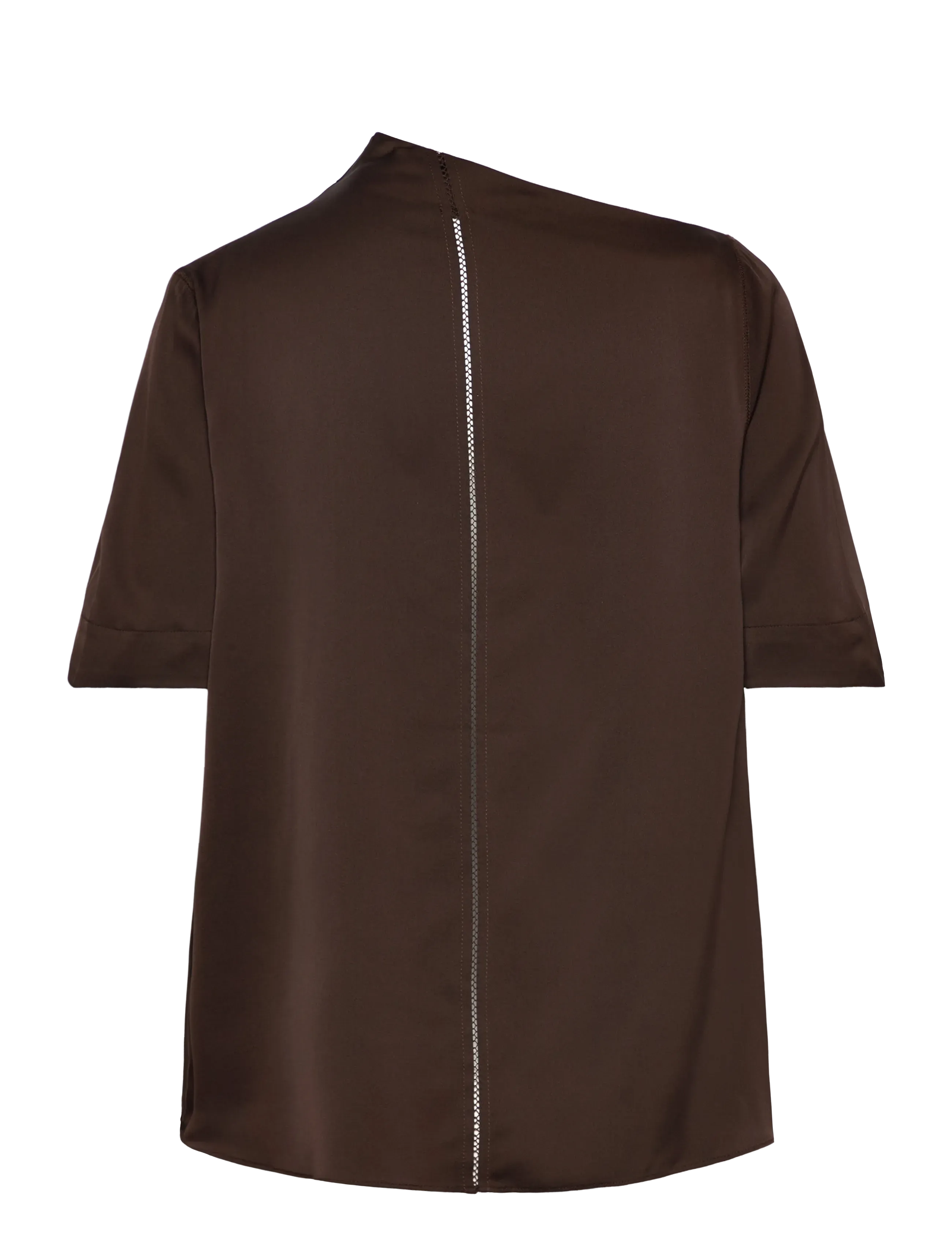 Ahlvar Gallery - Lima silk tee - kurzämlige blusen - dark brown - 2