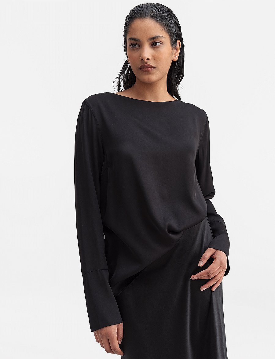Ahlvar Gallery - Kelly silk blouse - blouses à manches longues - black - 0