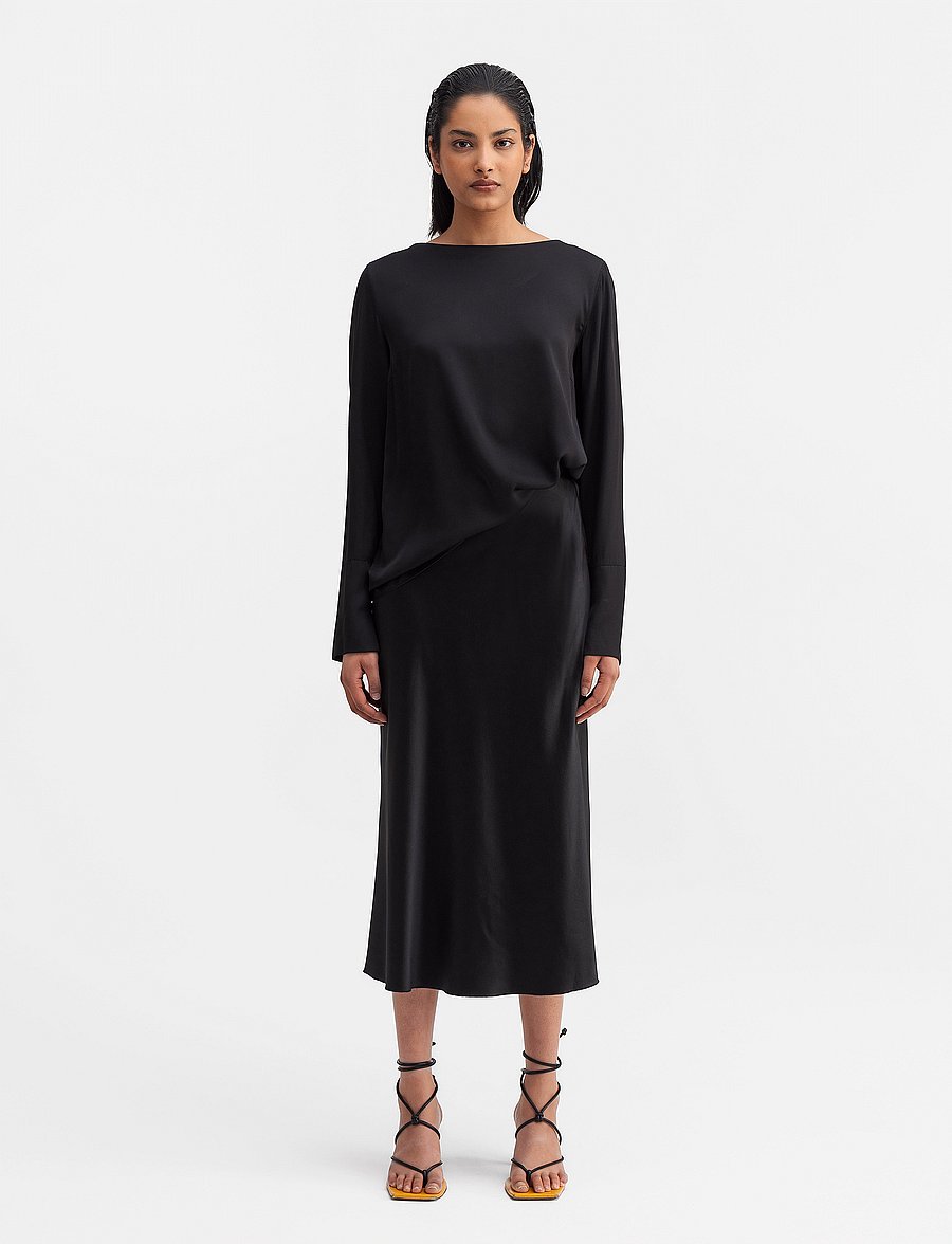 Ahlvar Gallery - Kelly silk blouse - blouses à manches longues - black - 3