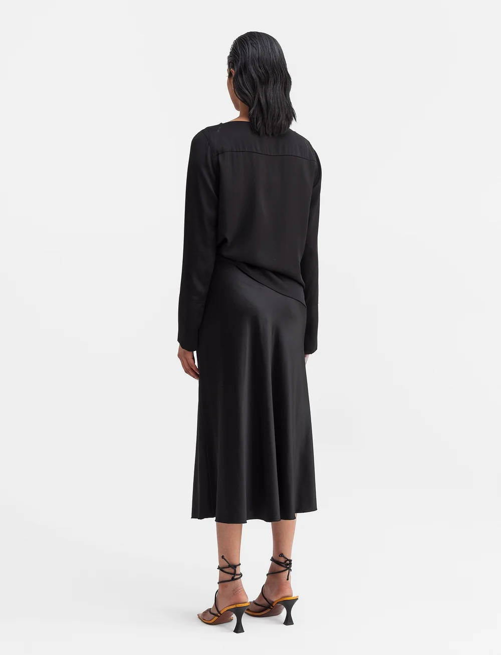 Ahlvar Gallery - Kelly silk blouse - långärmade blusar - black - 4