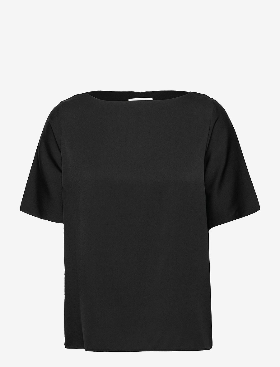 Ahlvar Gallery - Yoli silk blouse - kurzärmelige blusen - black - 1