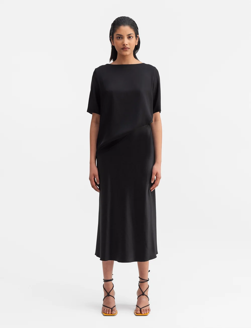 Ahlvar Gallery - Yoli silk blouse - kortärmade blusar - black - 3