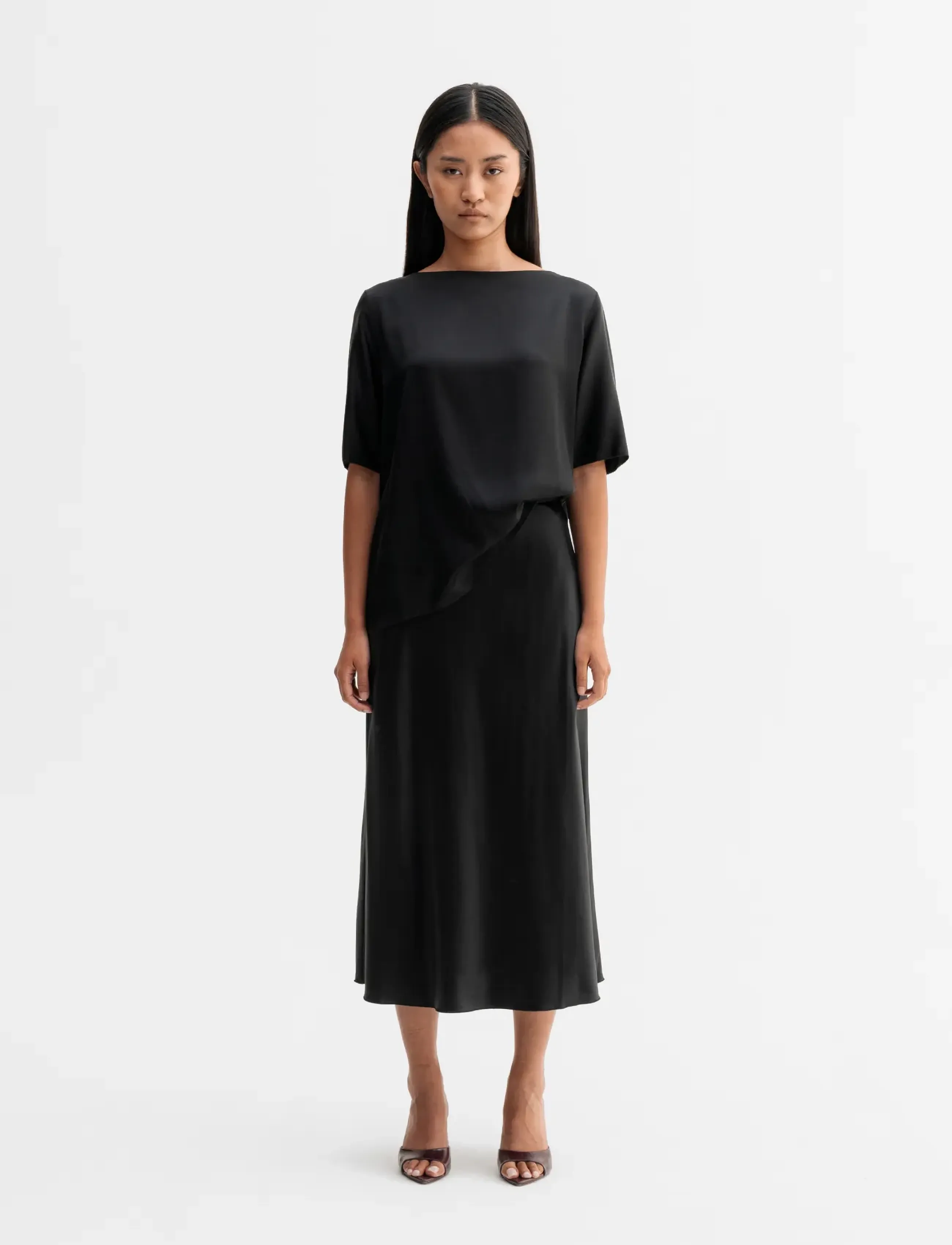 Ahlvar Gallery - Yoli silk blouse - lühikeste varrukatega pluusid - black - 3