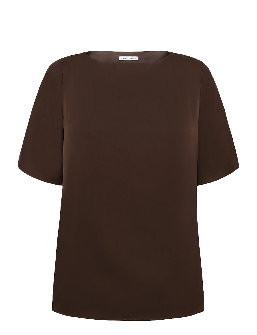 Ahlvar Gallery - Yoli silk blouse - kurzärmelige blusen - dark brown - 1