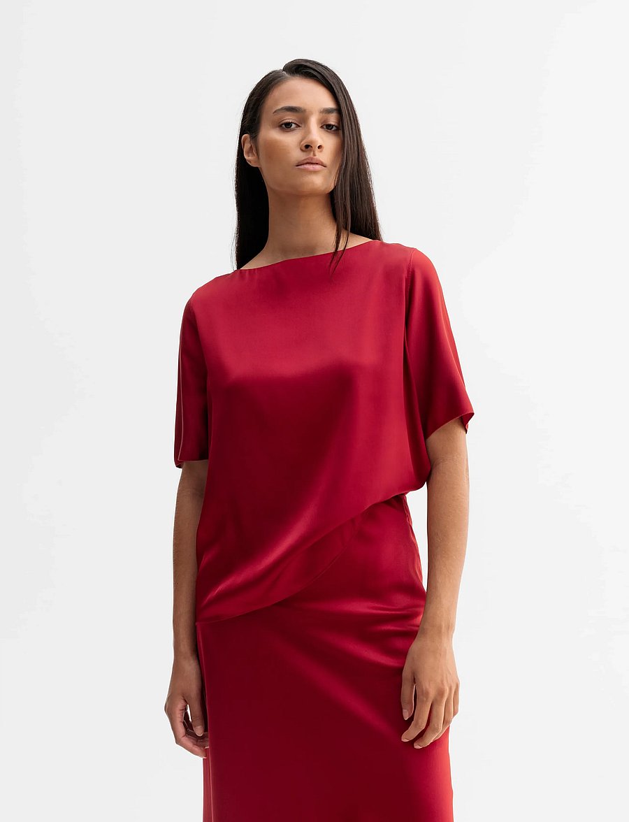 Ahlvar Gallery - Yoli silk blouse - kurzärmelige blusen - dark red - 0