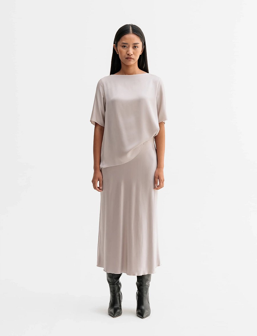 Ahlvar Gallery - Yoli silk blouse - kurzärmelige blusen - greige - 3
