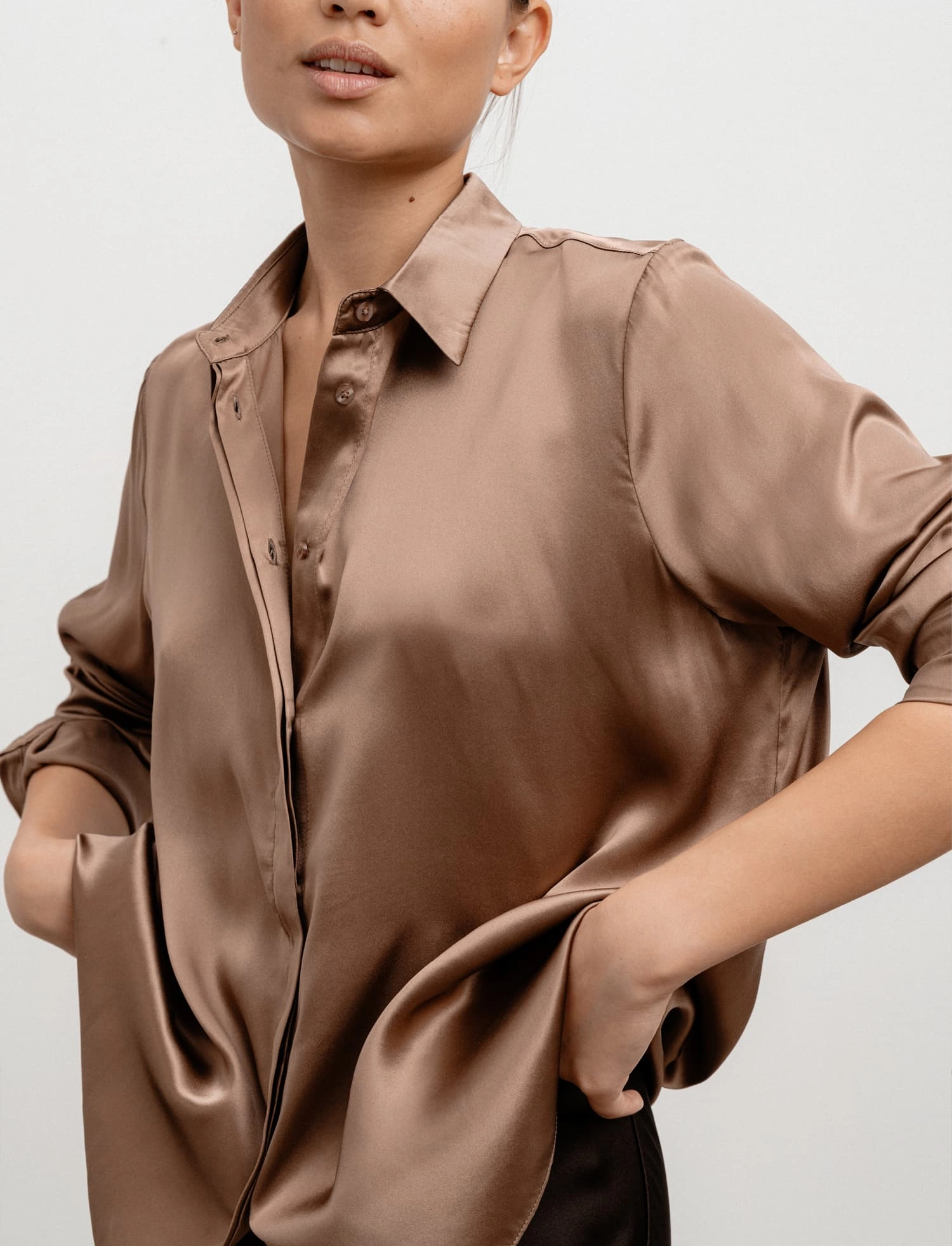 Ahlvar Gallery - Gisa satin shirt - sand - 4