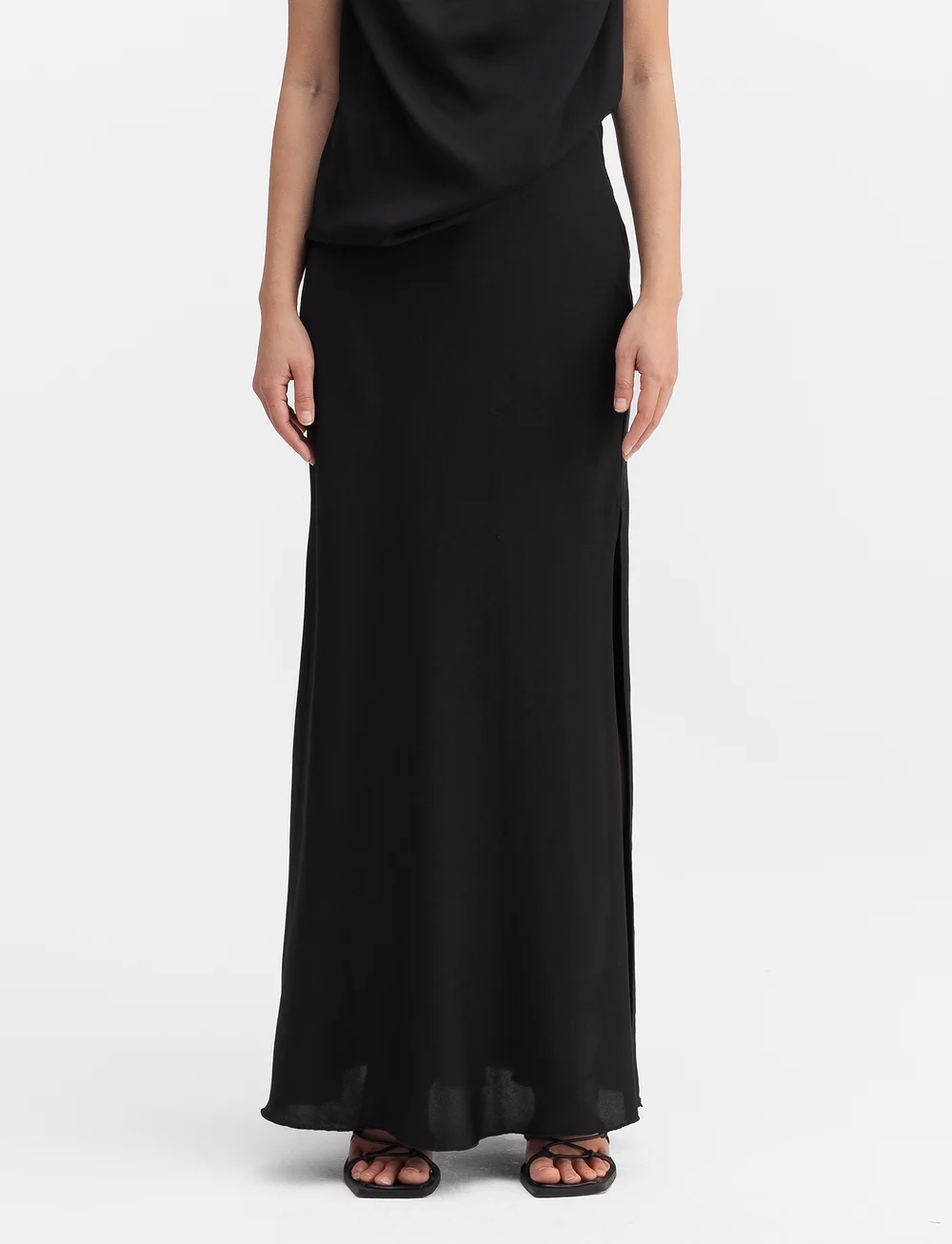 Ahlvar Gallery - Hana long silk skirt - satinkjolar - black - 0