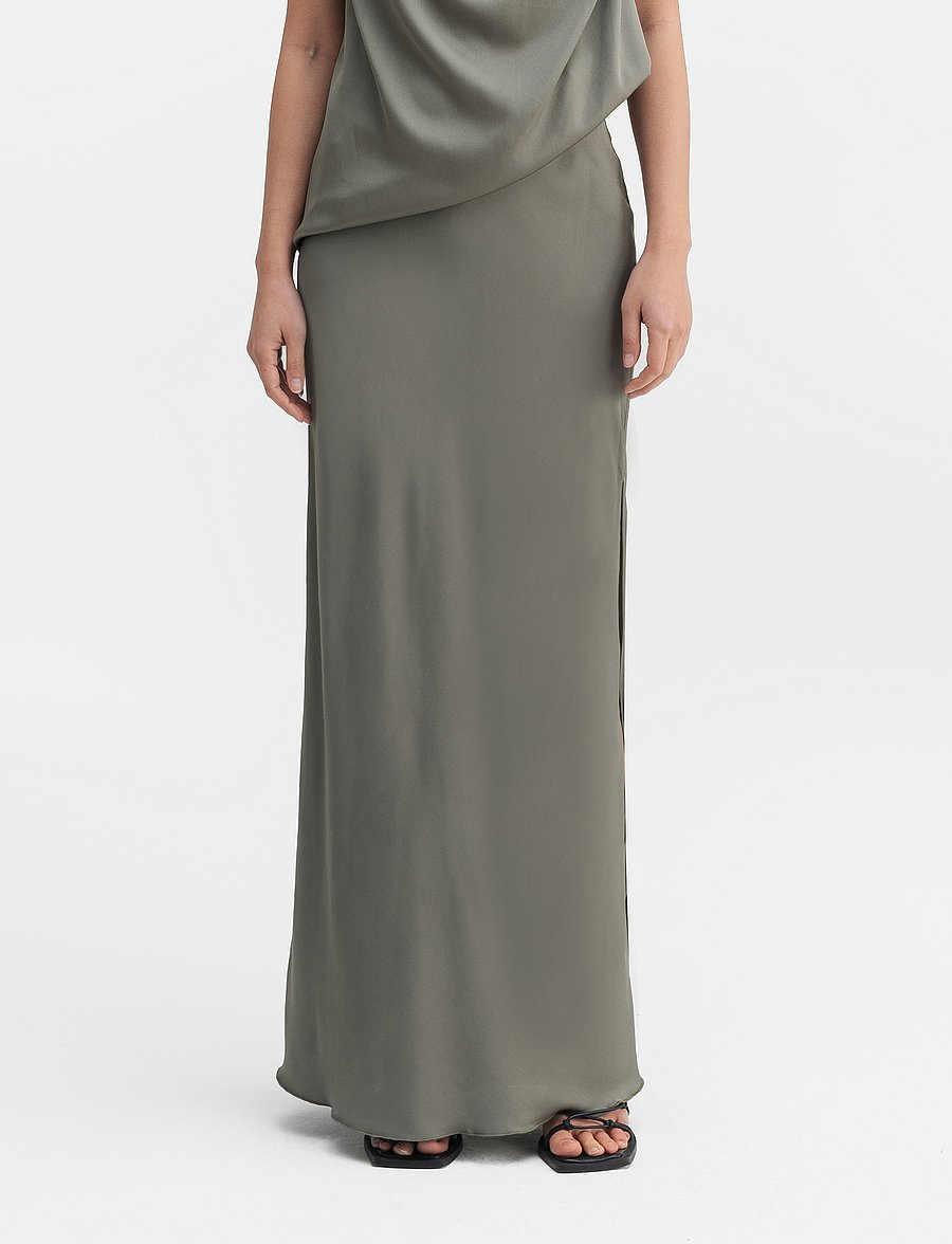 Ahlvar Gallery - Hana long silk skirt - light military - 0