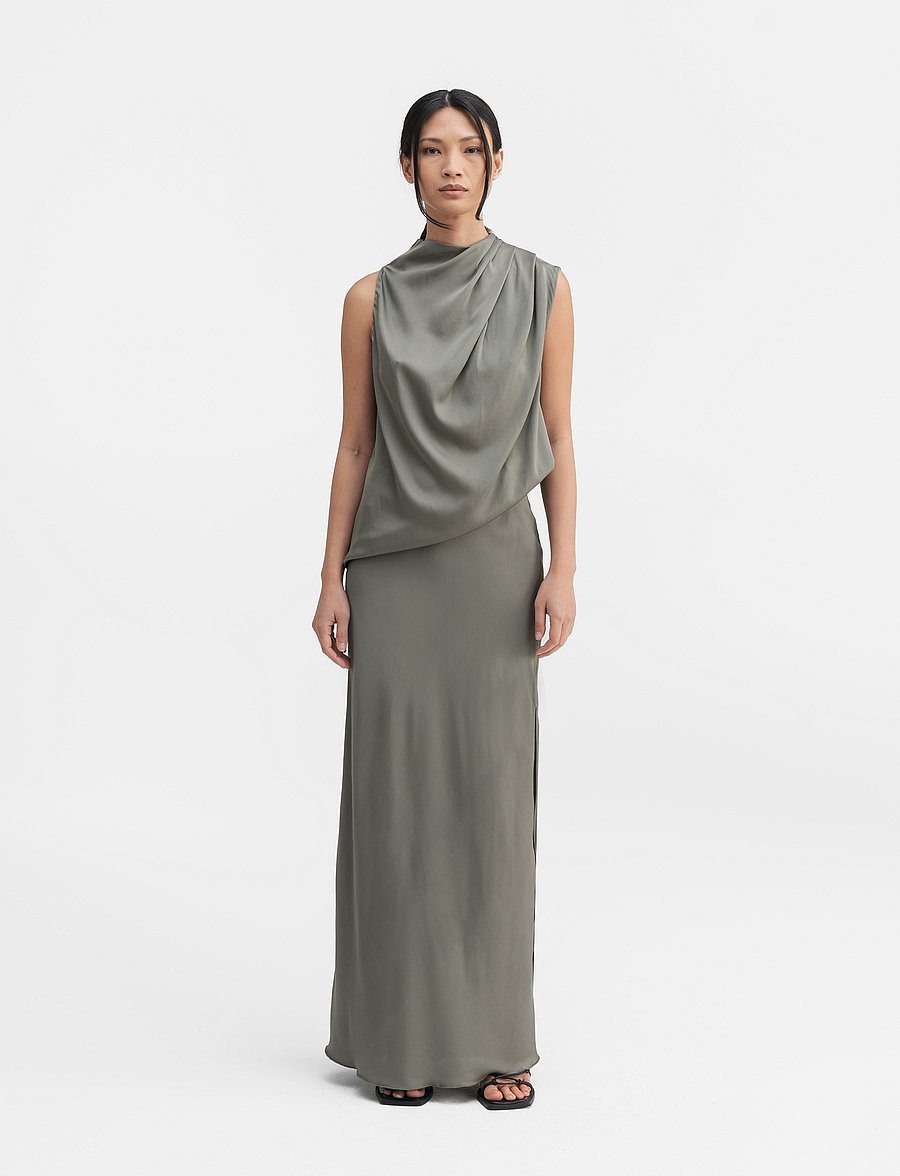 Ahlvar Gallery - Hana long silk skirt - light military - 4