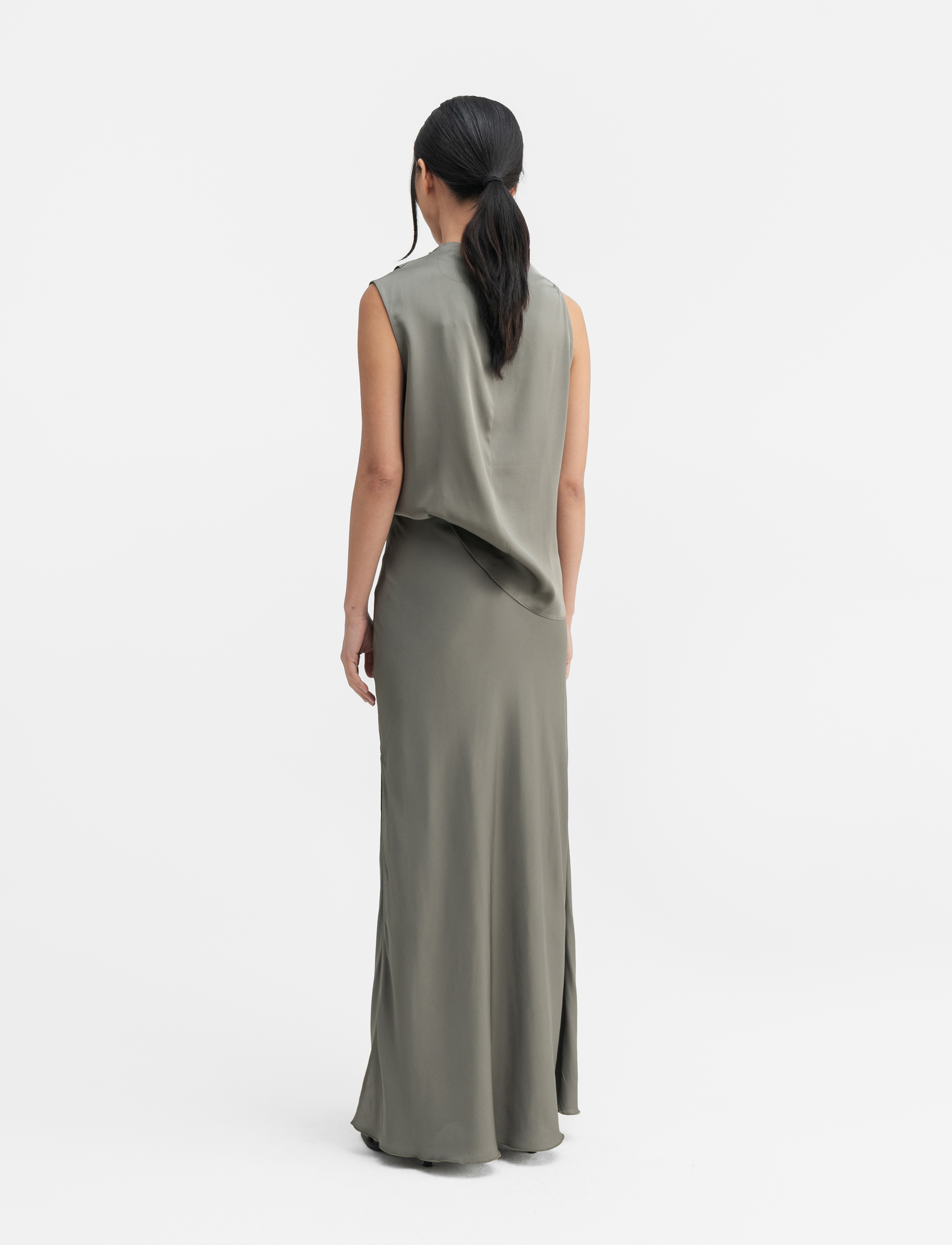 Ahlvar Gallery - Hana long silk skirt - light military - 5