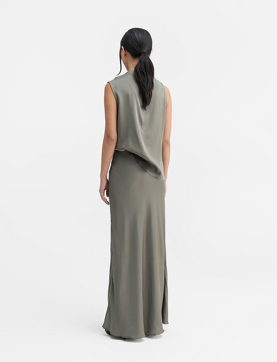 Ahlvar Gallery - Hana long silk skirt - light military - 5