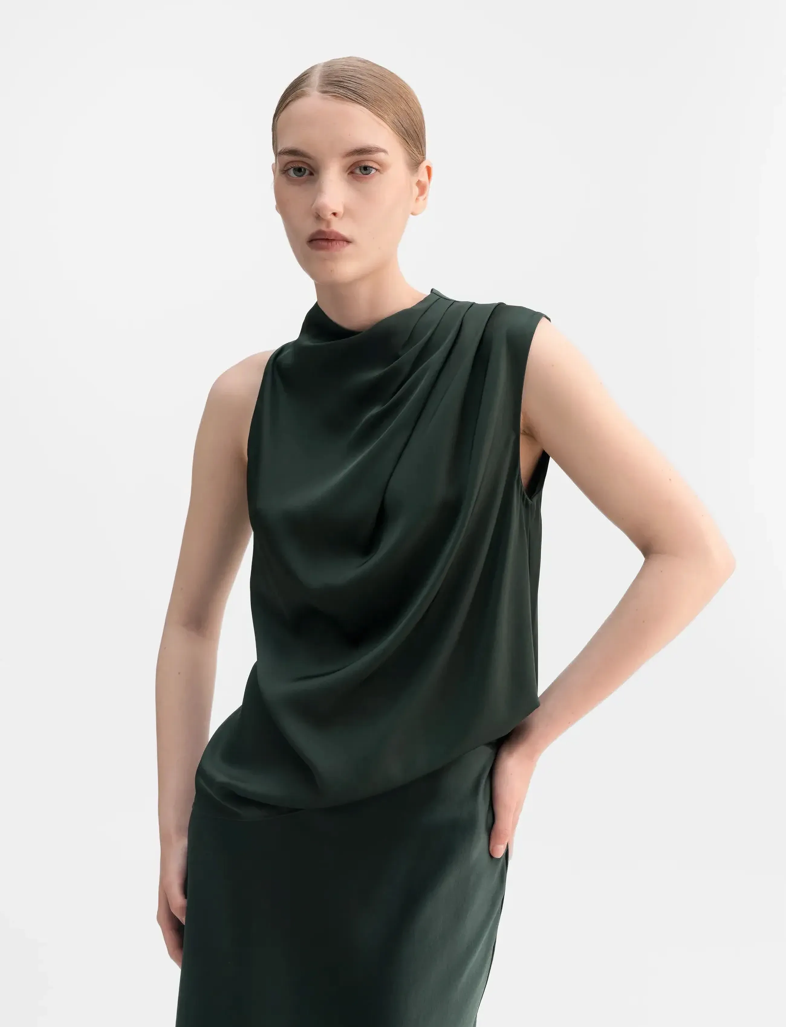 Ahlvar Gallery Lima silk tank - Blouses - DEEP FOREST / green