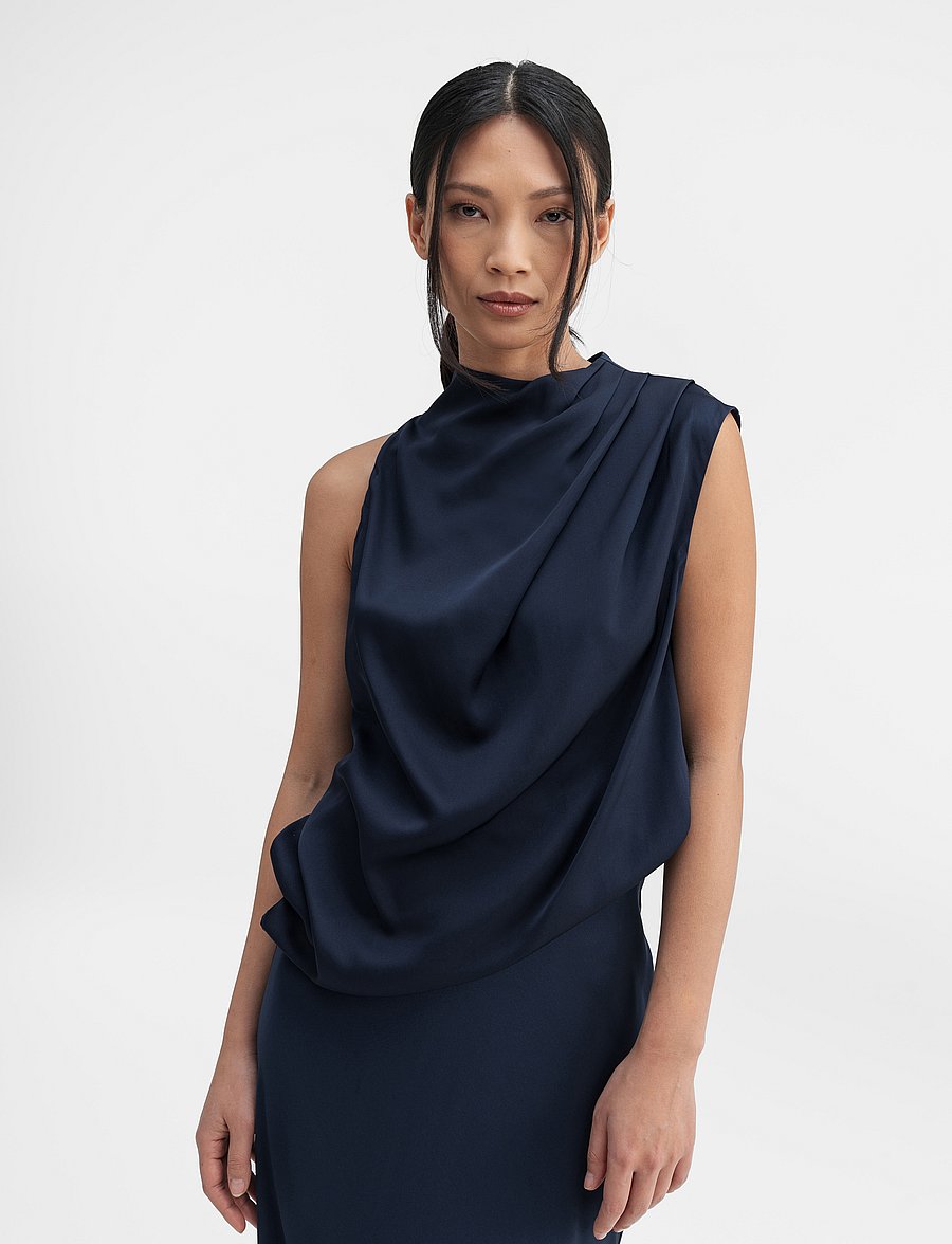 Ahlvar Gallery - Lima silk tank - sleeveless blouses - midnight blue - 3