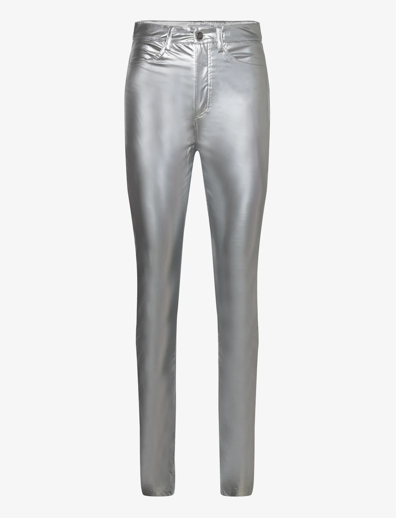 Ahlvar Gallery - Amaya latex trousers - spodnie rurki - silver - 0