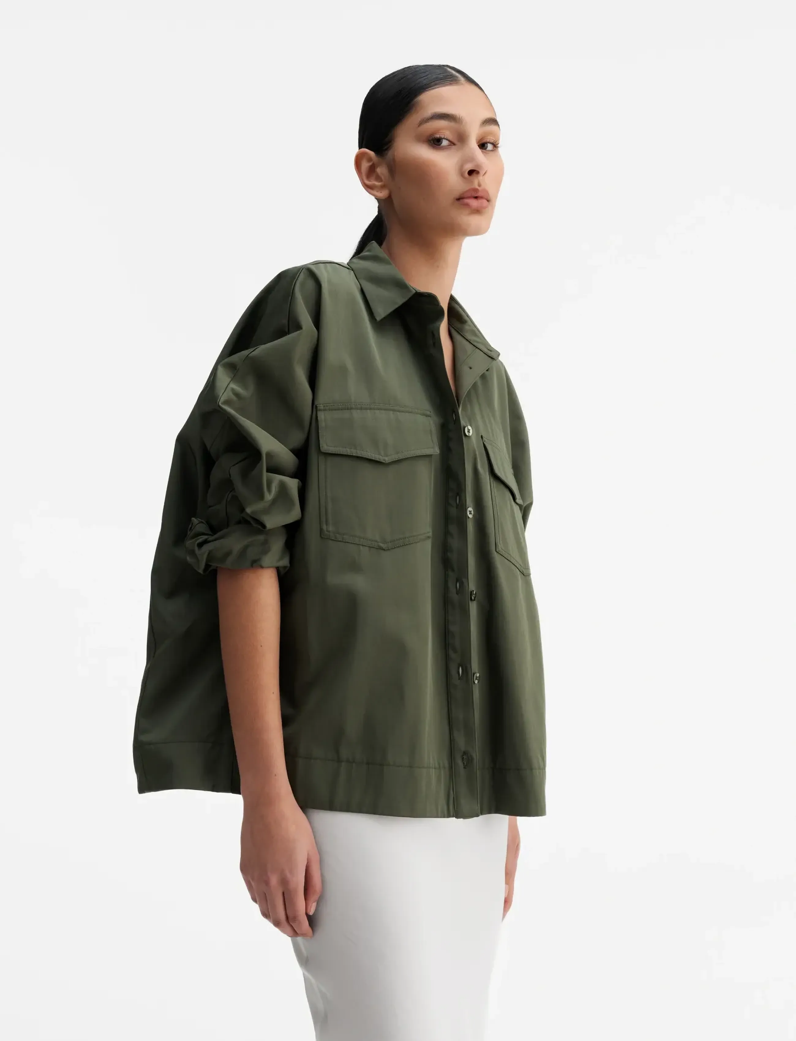 Ahlvar Gallery - Kaia over shirt - teksasärgid - olive green - 0