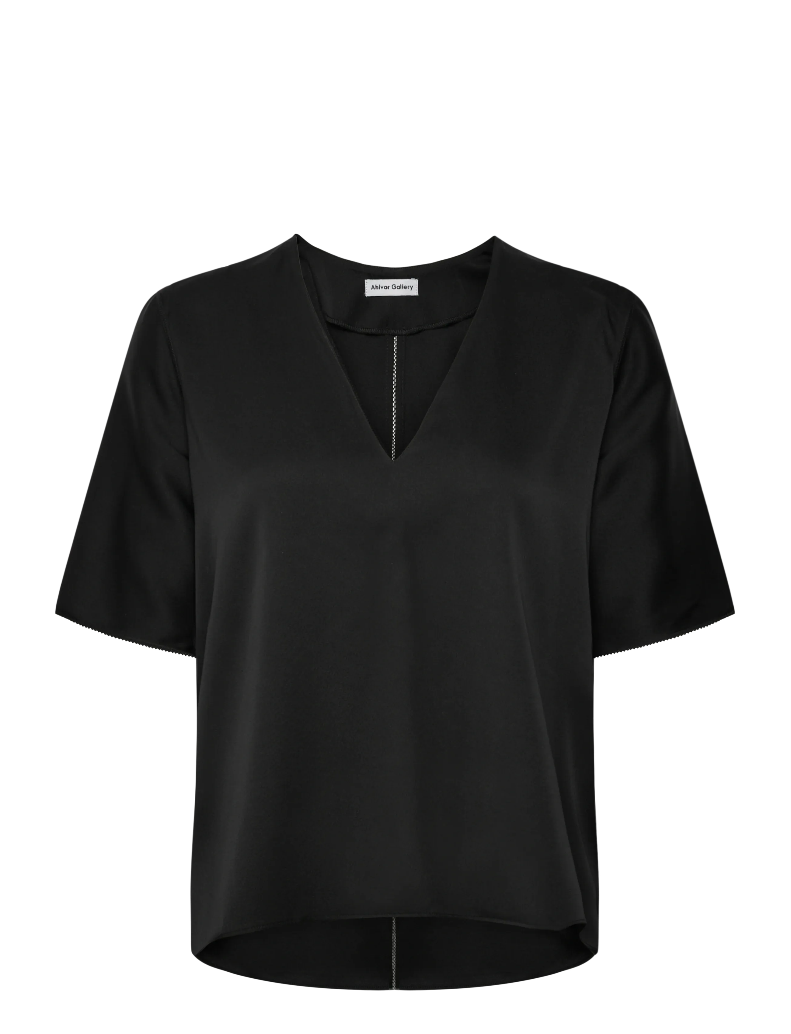 Ahlvar Gallery Yoli v-neck silk blouse - Blusen - BLACK / black
