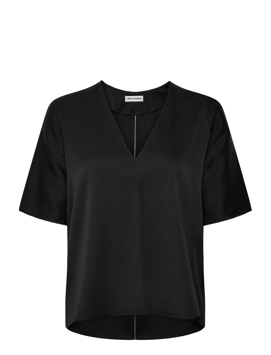 Ahlvar Gallery - Yoli v-neck silk blouse - jeanshemden - black - 0