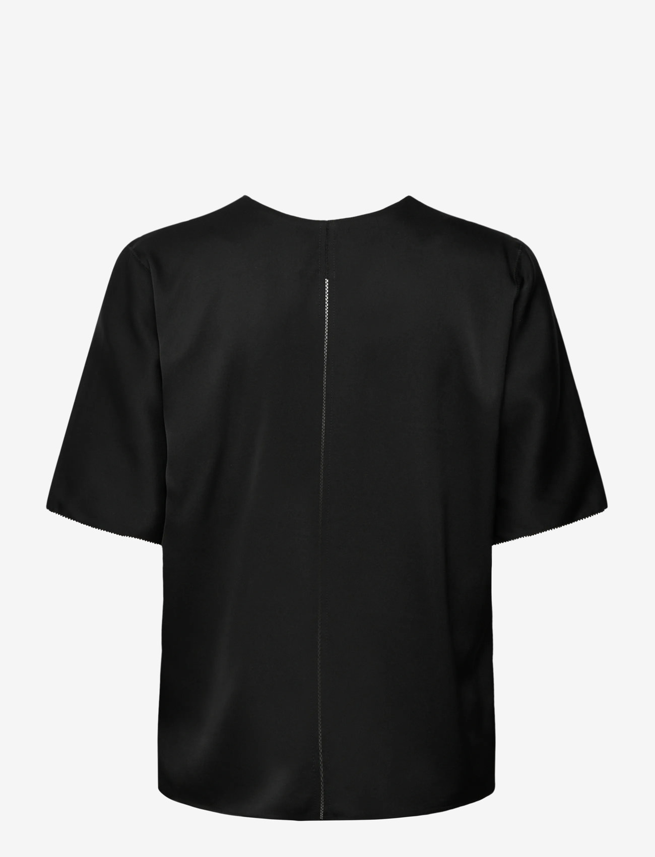 Ahlvar Gallery - Yoli v-neck silk blouse - kortærmede skjorter - black - 1