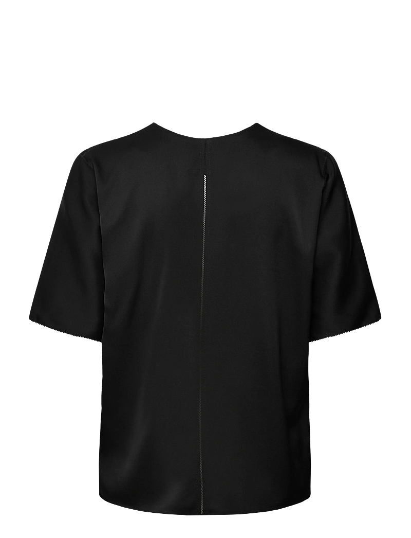 Ahlvar Gallery - Yoli v-neck silk blouse - kortærmede skjorter - black - 1