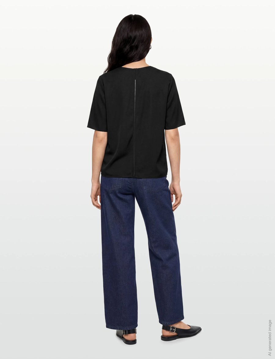 Ahlvar Gallery - Yoli v-neck silk blouse - jeanshemden - black - 4