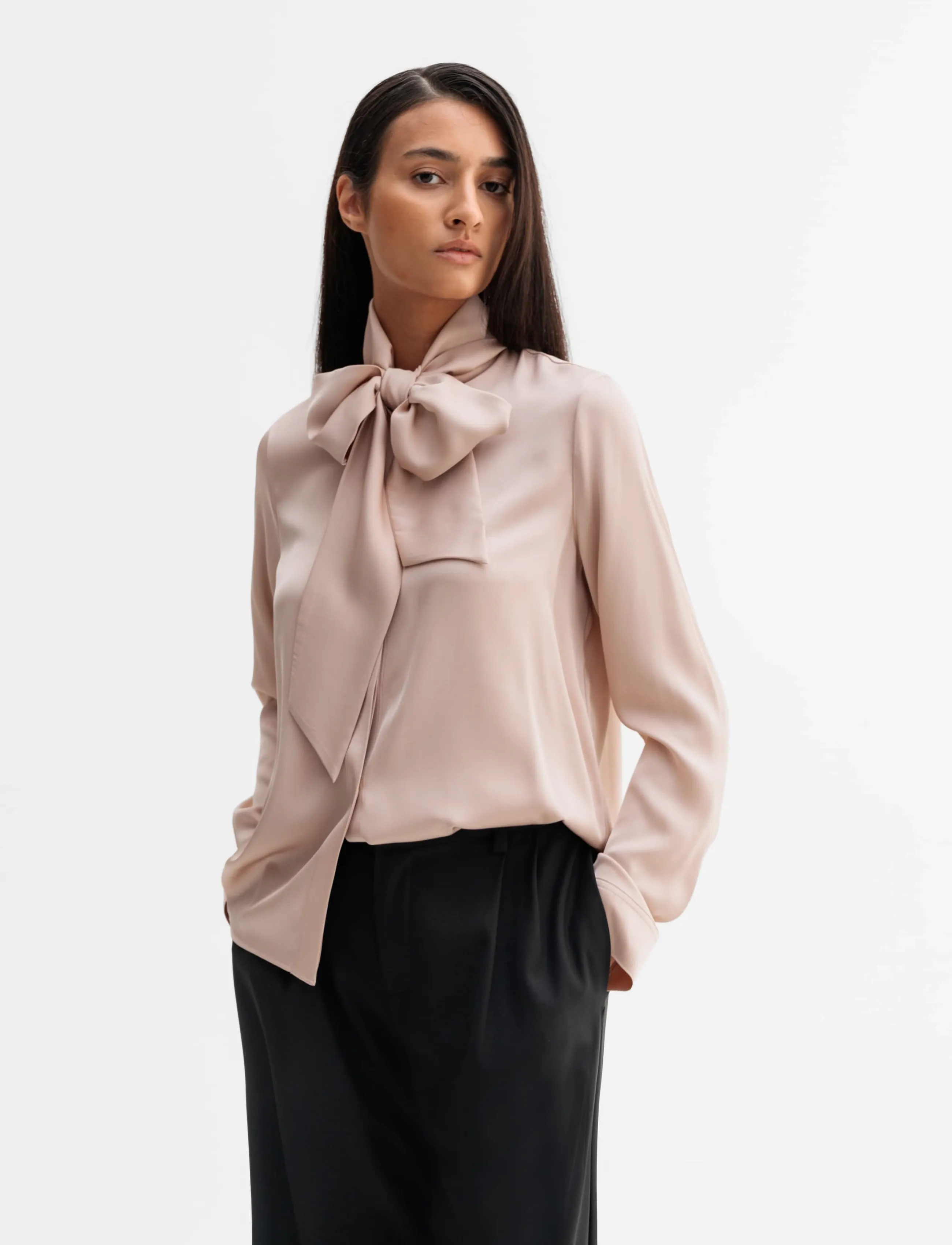 Ahlvar Gallery Miki silk blouse - Langærmede bluser - DUSTY PINK / pink/rose