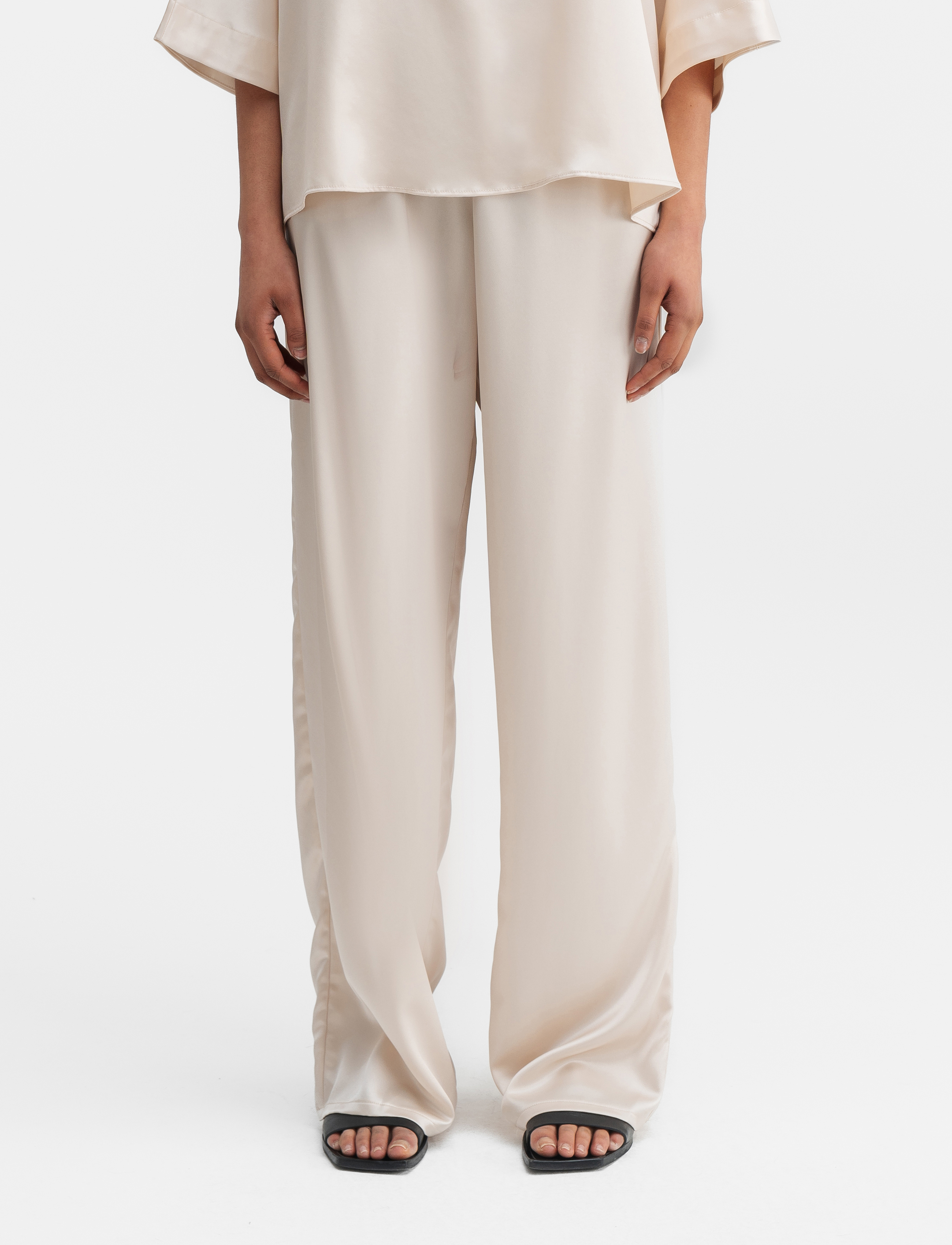 Ahlvar Gallery Ayla Satin Trousers, XL x 83, Cream, Bukser > Lige Ben, Dame