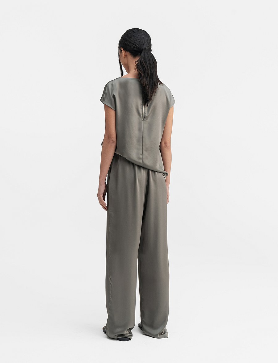 Ahlvar Gallery - Ayla satin trousers - light military - 4