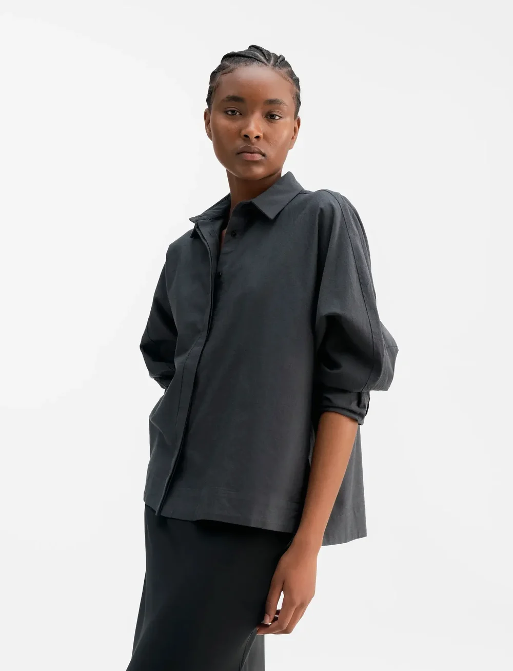 Ahlvar Gallery - Gigi oxford shirt - långärmade skjortor - dark grey - 0