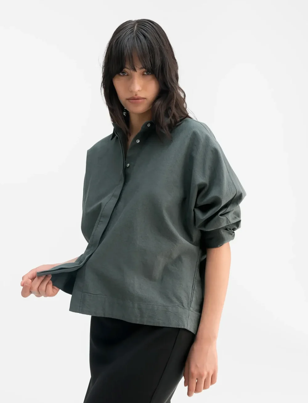Ahlvar Gallery - Gigi oxford shirt - långärmade skjortor - dark military - 0