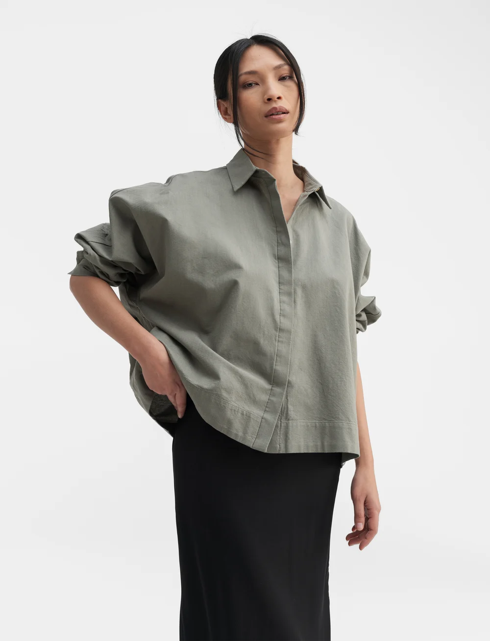 Ahlvar Gallery - Gigi oxford shirt - långärmade skjortor - light military - 3