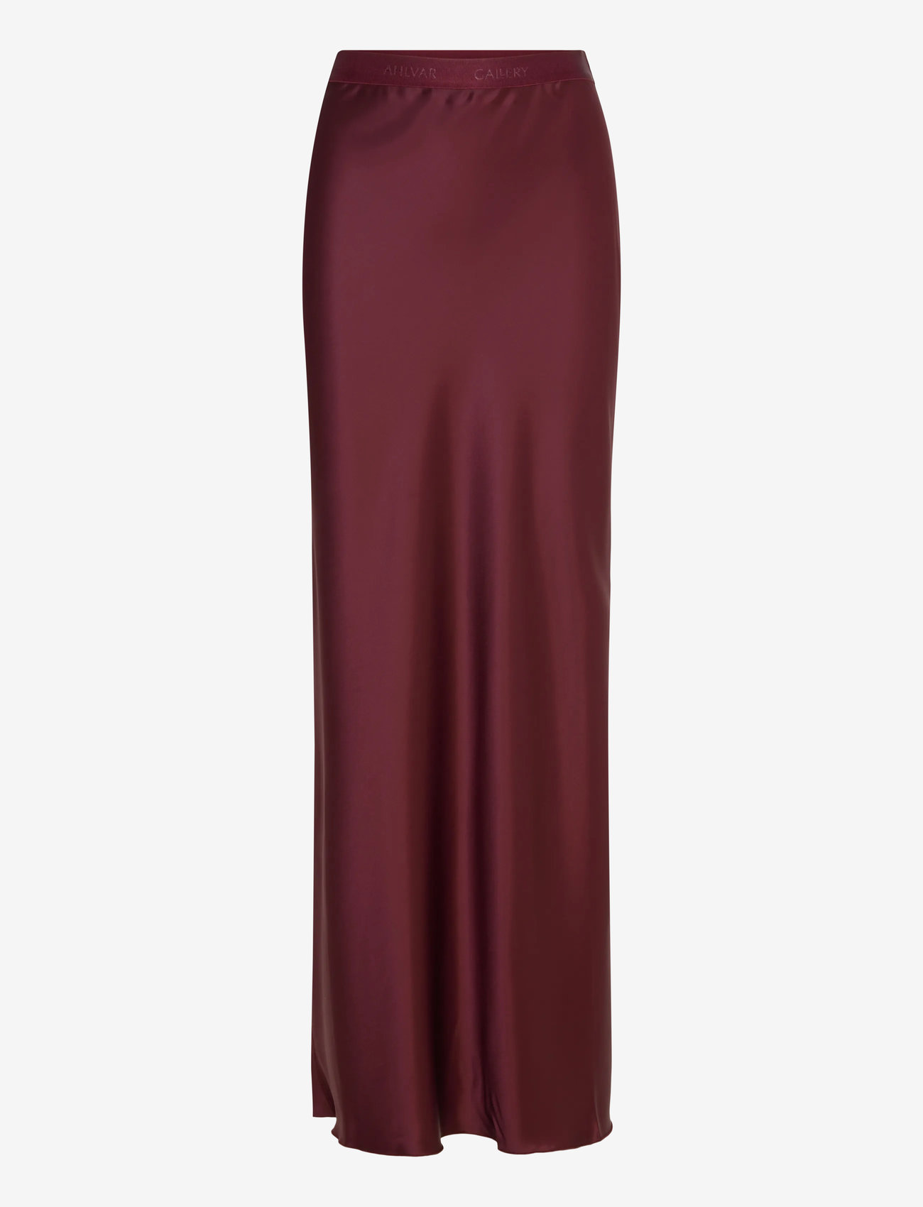 Ahlvar Gallery - Hana long logo satin skirt - satinkjolar - burgundy - 1