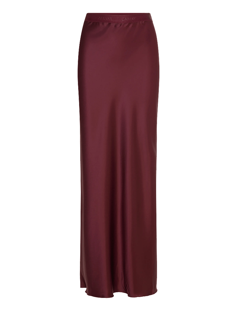 Ahlvar Gallery - Hana long logo satin skirt - maxi nederdele - burgundy - 1