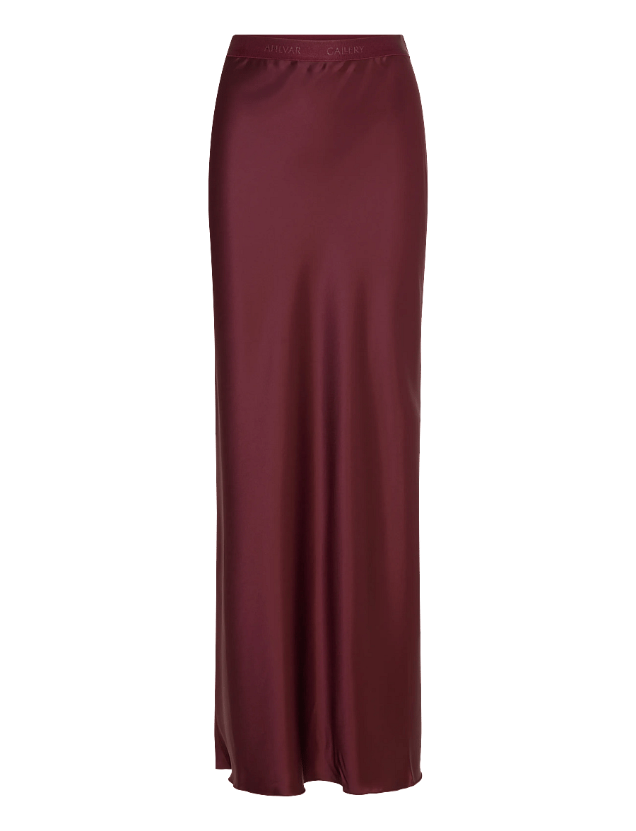 Ahlvar Gallery - Hana long logo satin skirt - jupes longues - burgundy - 1