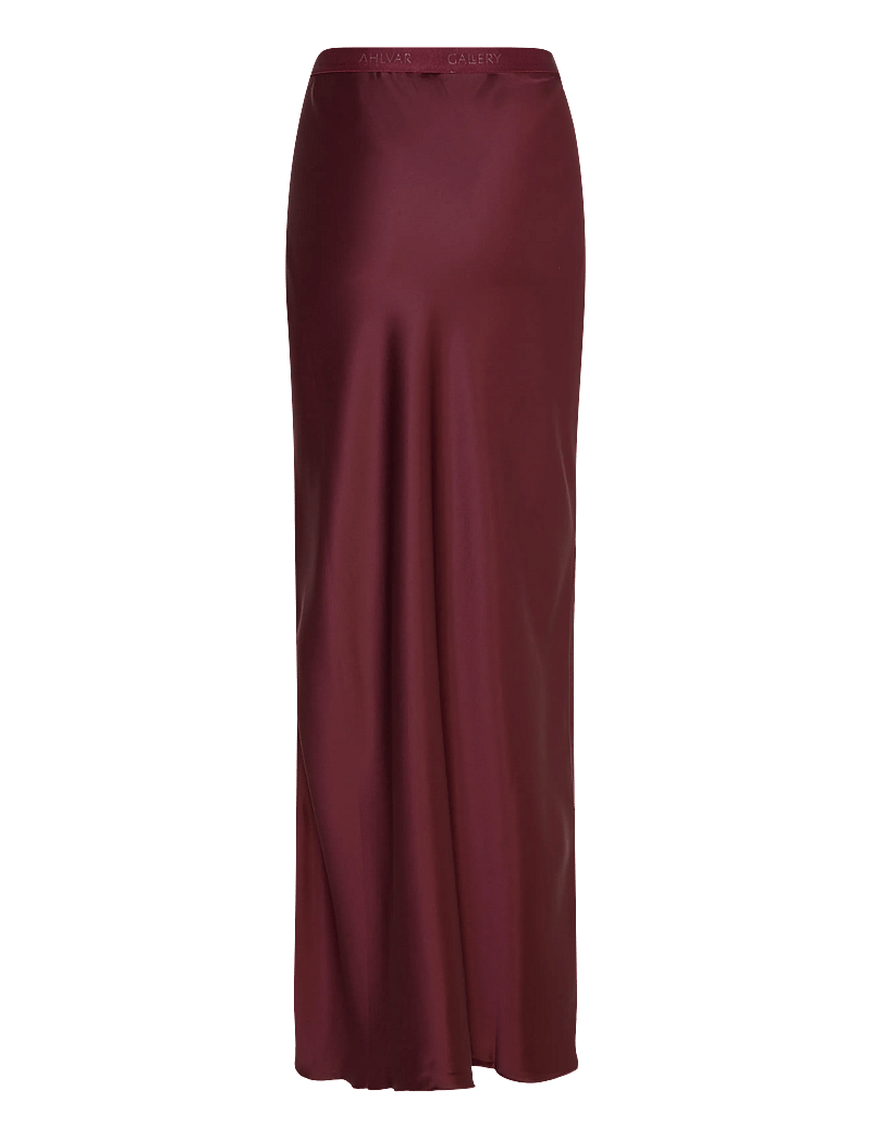 Ahlvar Gallery - Hana long logo satin skirt - maxi nederdele - burgundy - 2