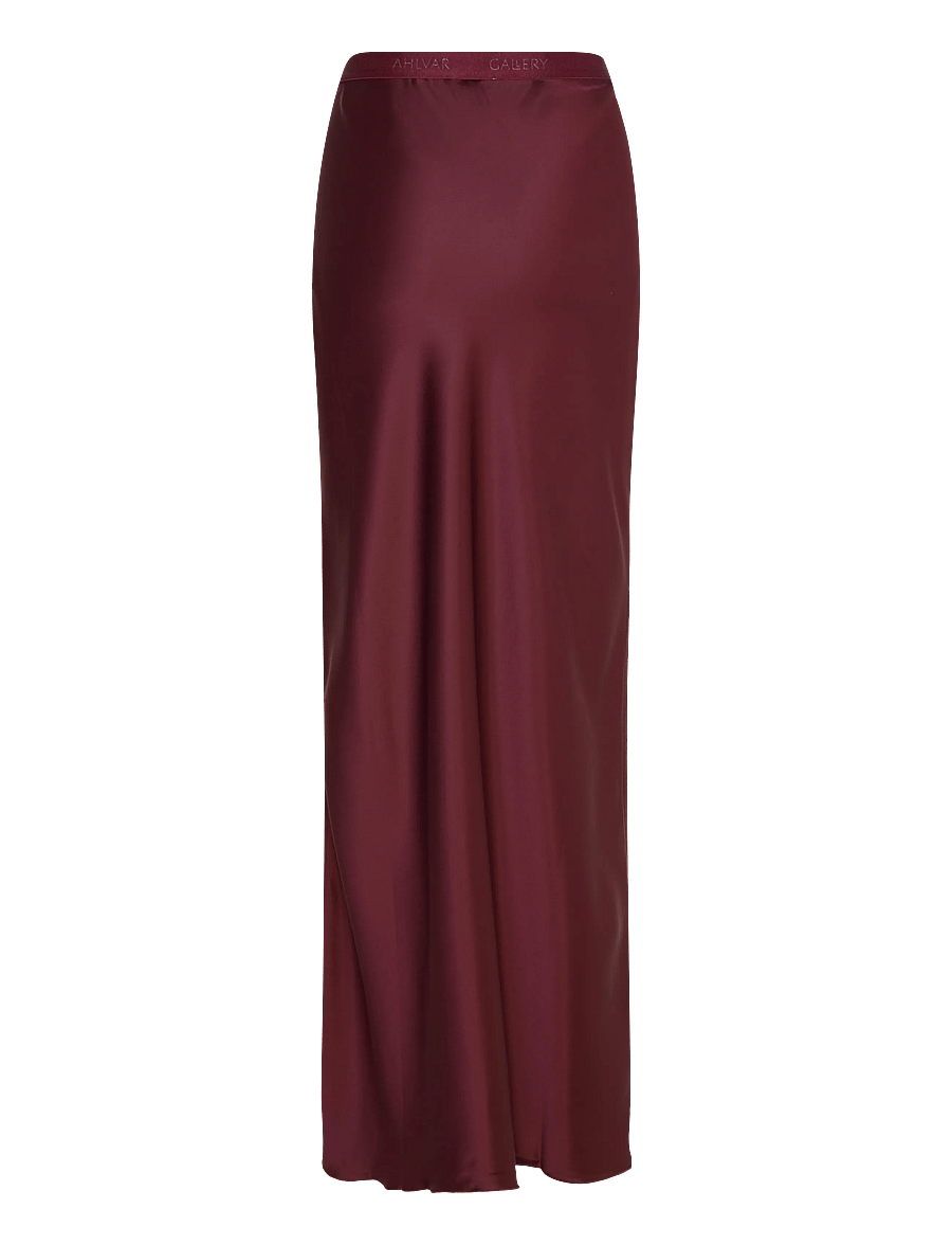 Ahlvar Gallery - Hana long logo satin skirt - jupes longues - burgundy - 2