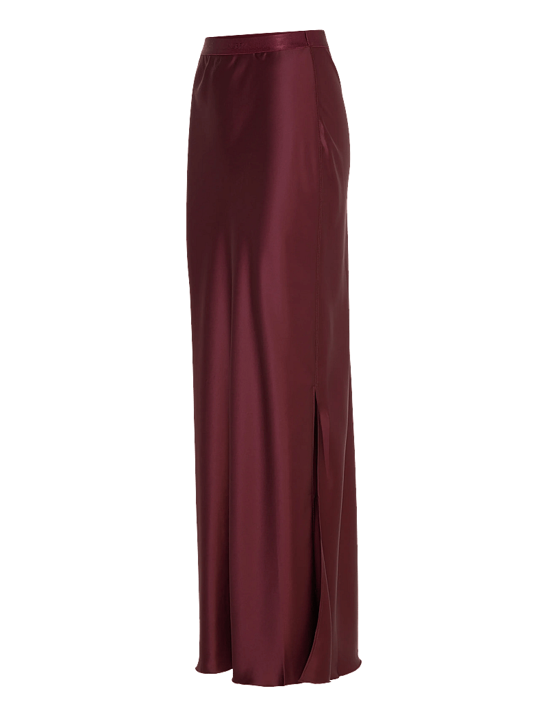 Ahlvar Gallery - Hana long logo satin skirt - maxi nederdele - burgundy - 3
