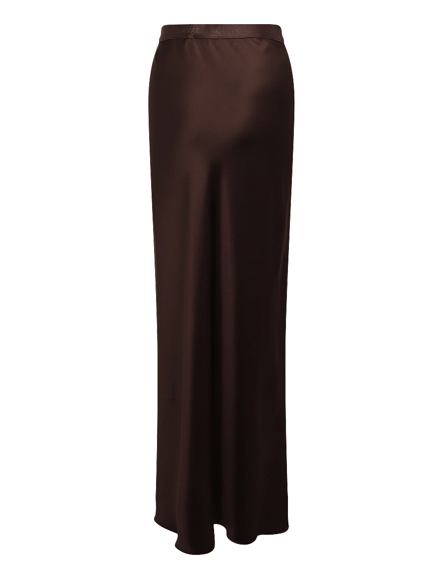 Ahlvar Gallery - Hana long logo satin skirt - maksiseelikud - dark brown - 2