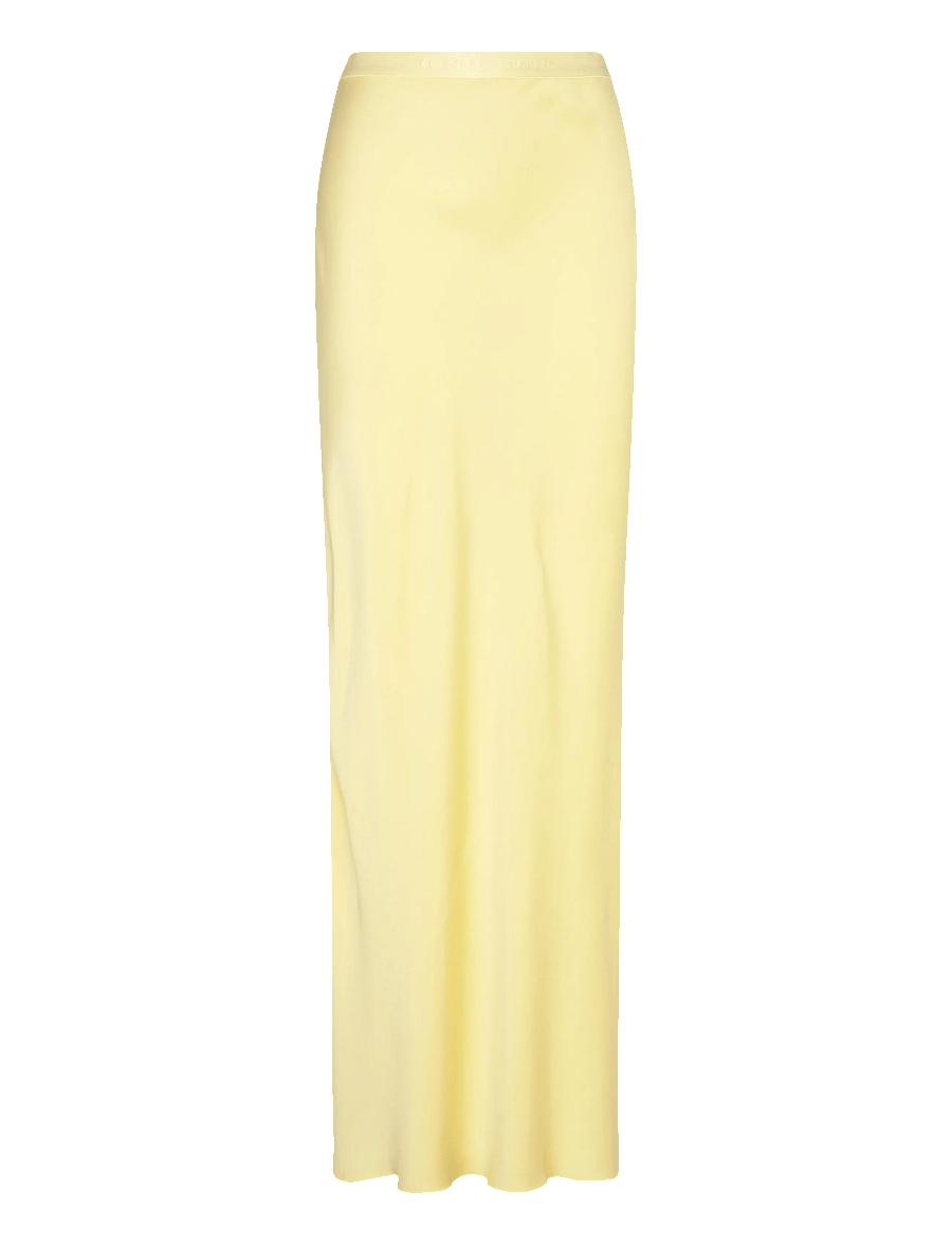 Ahlvar Gallery - Hana long logo satin skirt - maxi röcke - light yellow - 2