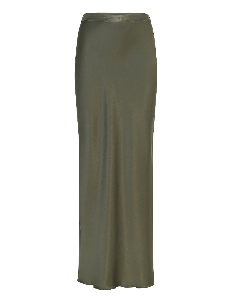 Ahlvar Gallery - Hana long logo satin skirt - maxi röcke - olive green - 1
