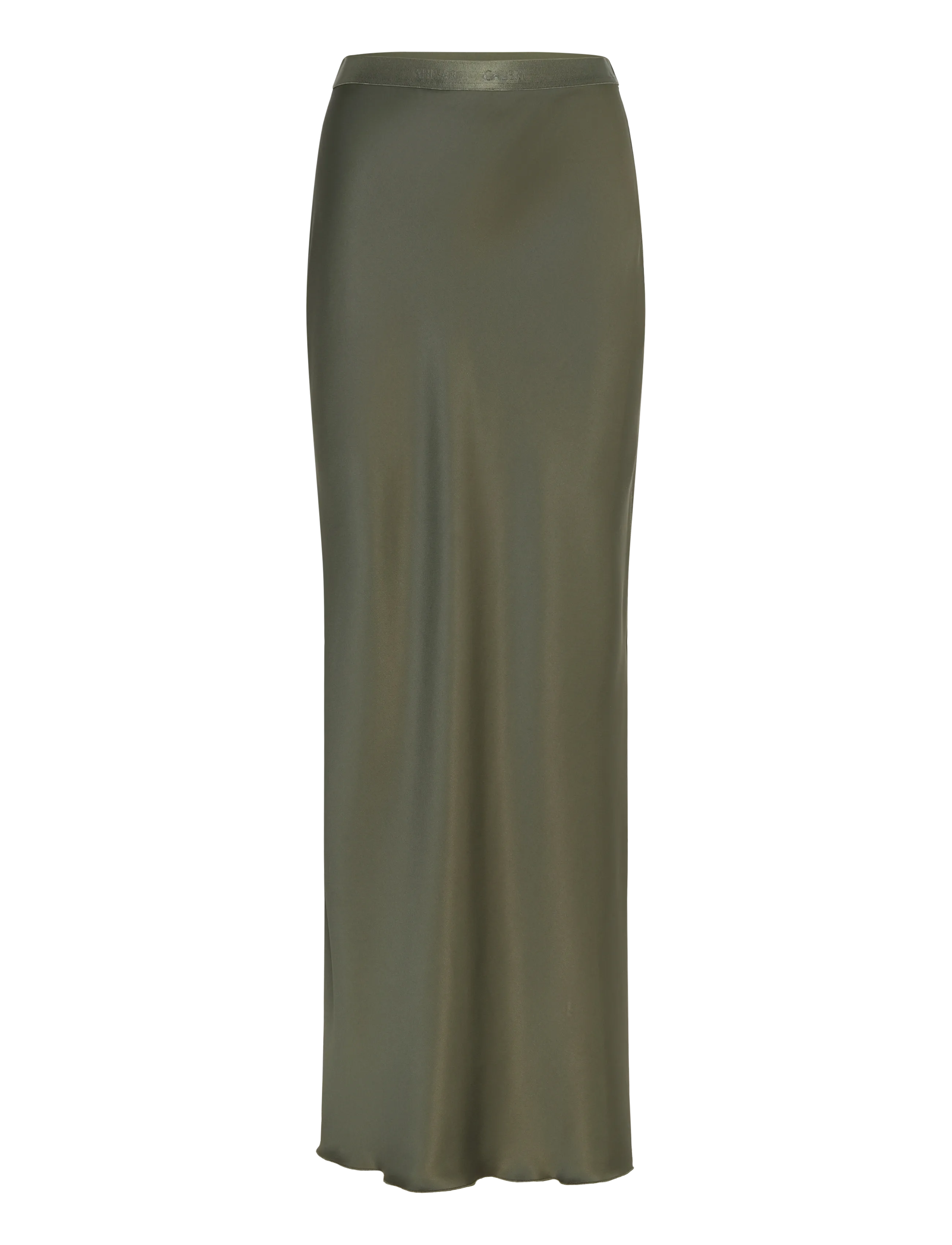 Ahlvar Gallery Hana long logo satin skirt - Röcke - OLIVE GREEN / khaki/green