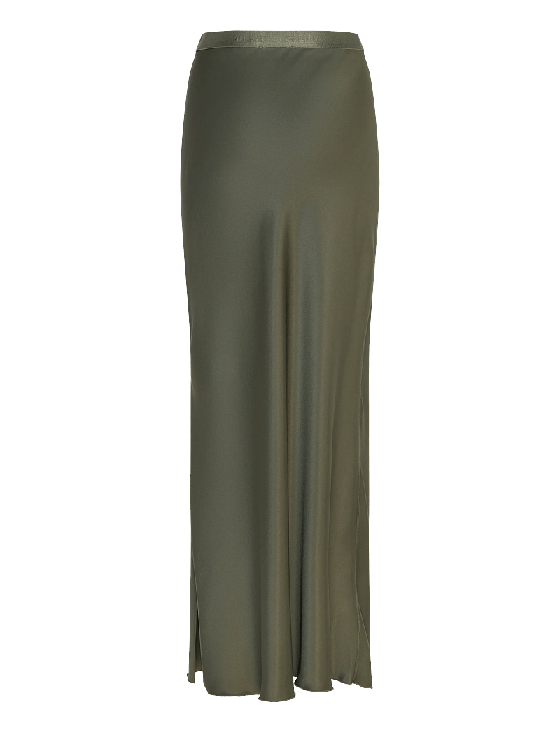 Ahlvar Gallery - Hana long logo satin skirt - maxi röcke - olive green - 2