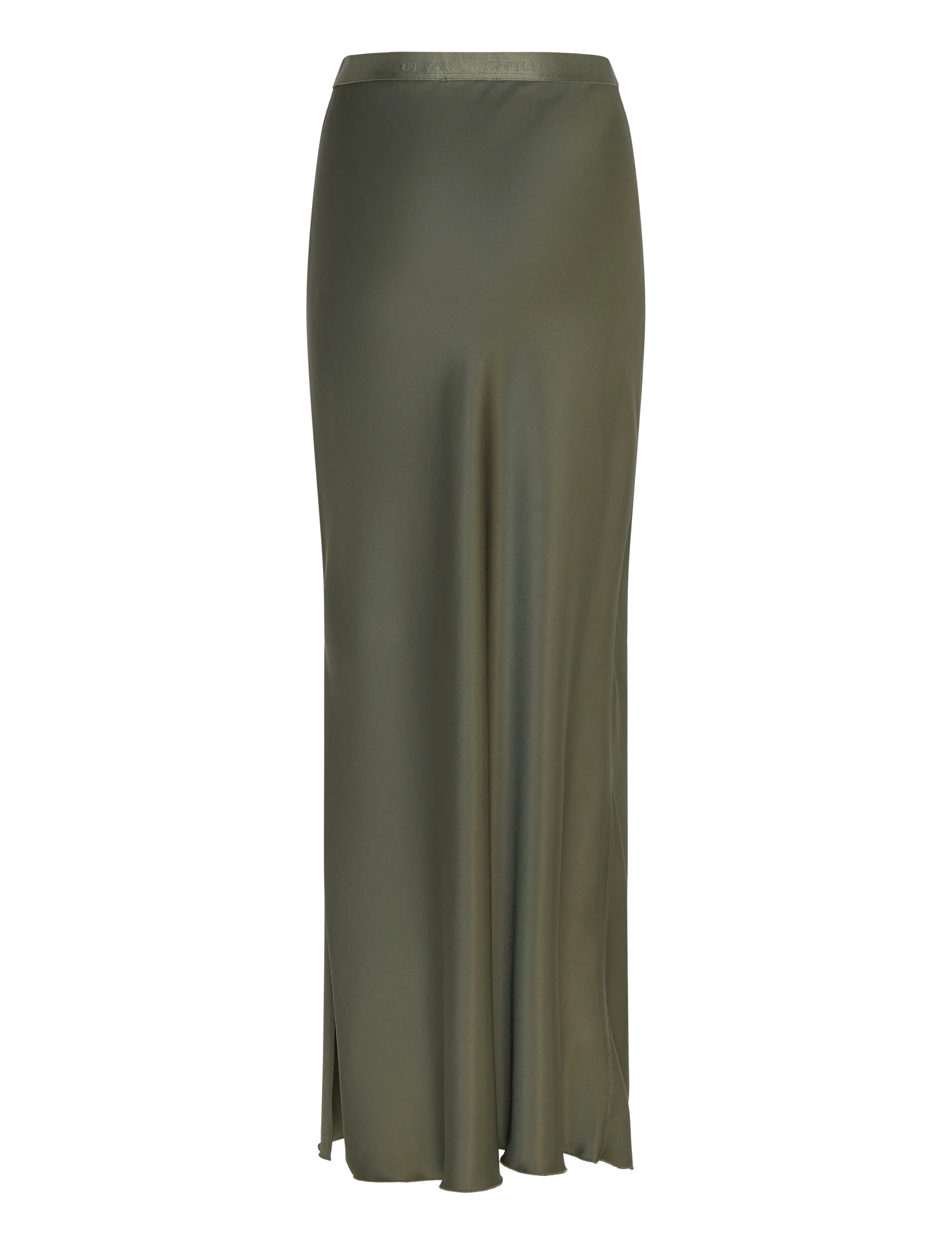 Ahlvar Gallery - Hana long logo satin skirt - maxi röcke - olive green - 2
