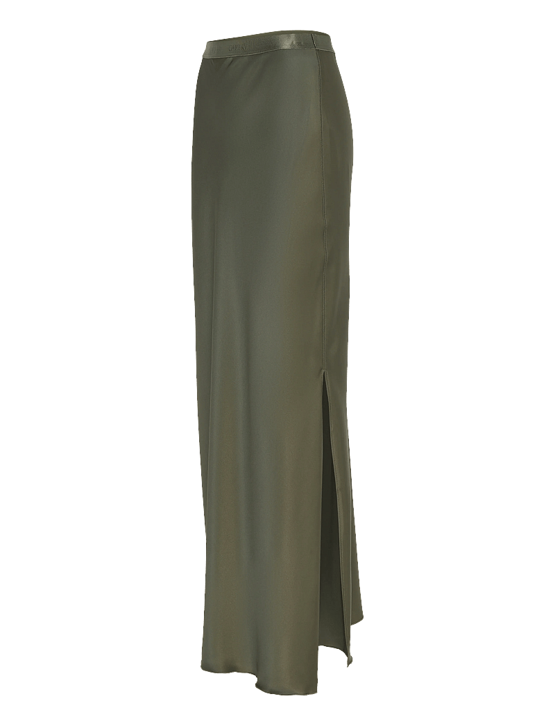 Ahlvar Gallery - Hana long logo satin skirt - maxi röcke - olive green - 3