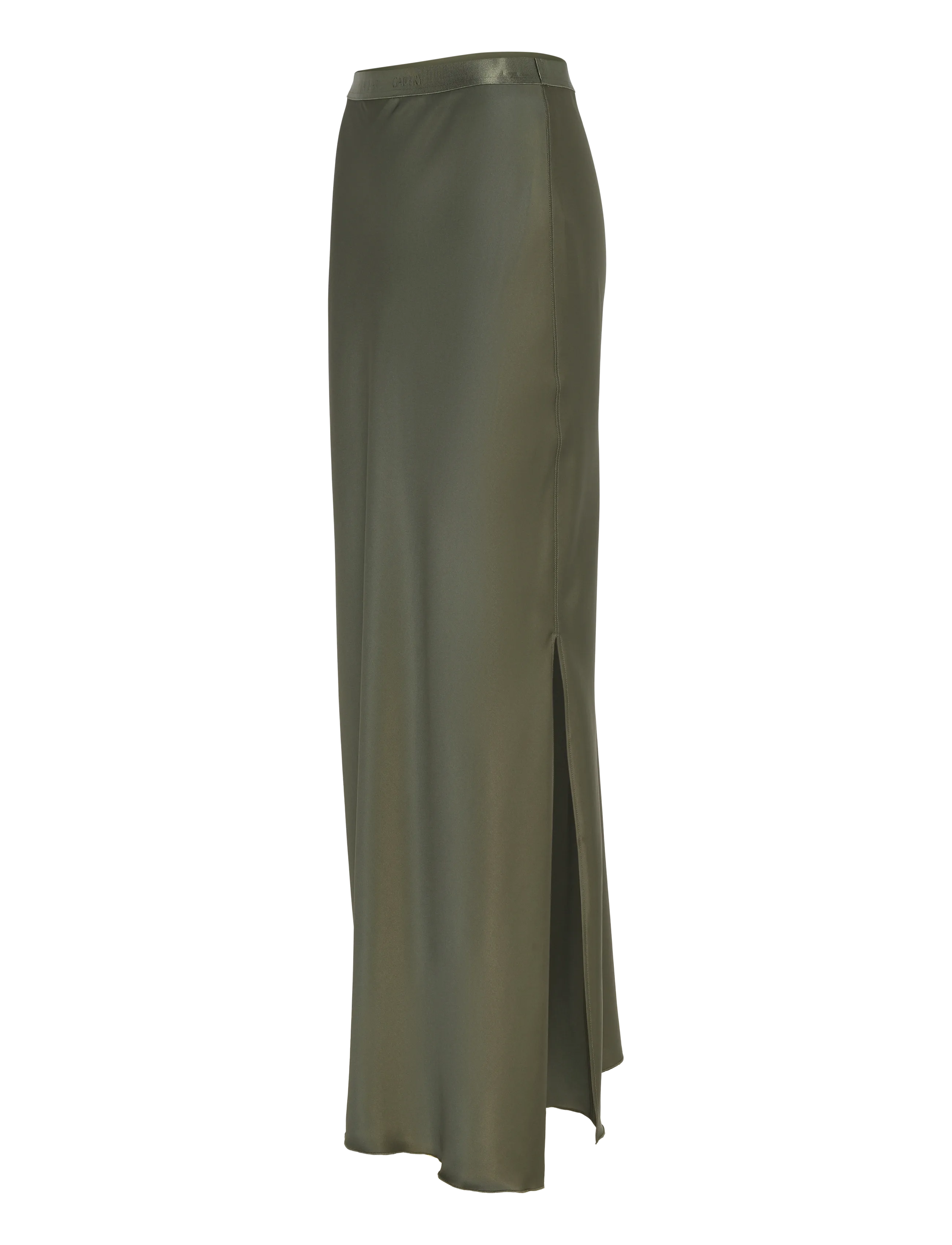 Ahlvar Gallery - Hana long logo satin skirt - maxi röcke - olive green - 3
